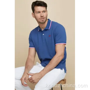 남성 클래식 자수 기본 짧은 슬리브 폴로 셔츠